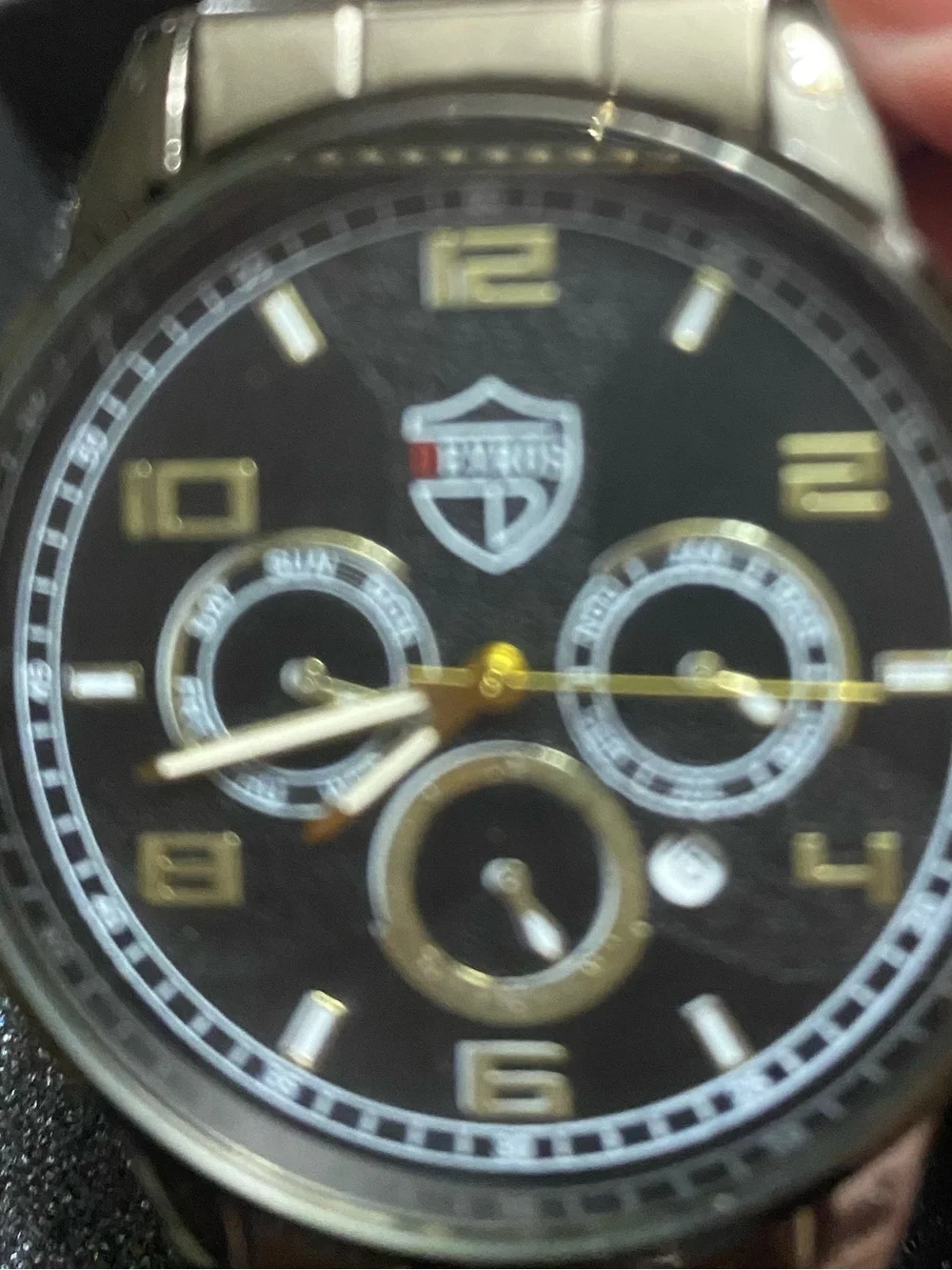 Shield Logo Men's Black Stainless Steel Wrist Watch